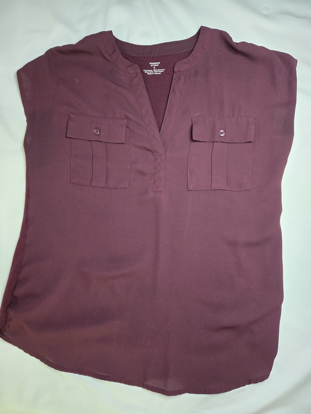 Split V-Neck Pocket Blouse